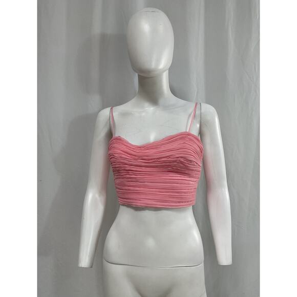 Aje 'Laurier' Pink Wave Cropped Pliss�-Organza Top Size 0 - Picture 1 of 4